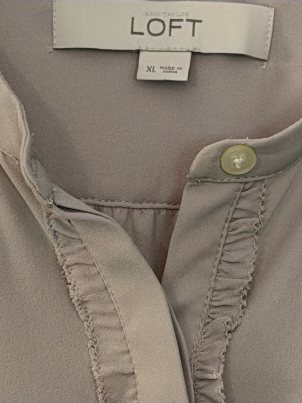 LOFT Sleeveless Ruffle-Trim Blouse in Soft Taupe/Greige - Picture 4 of 8